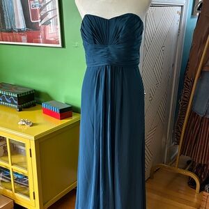 David's Bridal Strapless Blue Gown